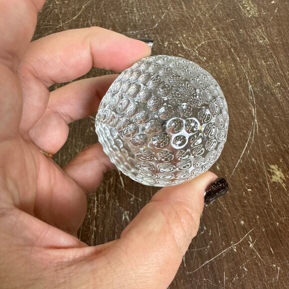 Vintage Solid Clear Glass Dimpled Golf‎ Ball 2 1/2" Paperweight - Picture 6 of 8